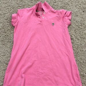 Pink performance polo.